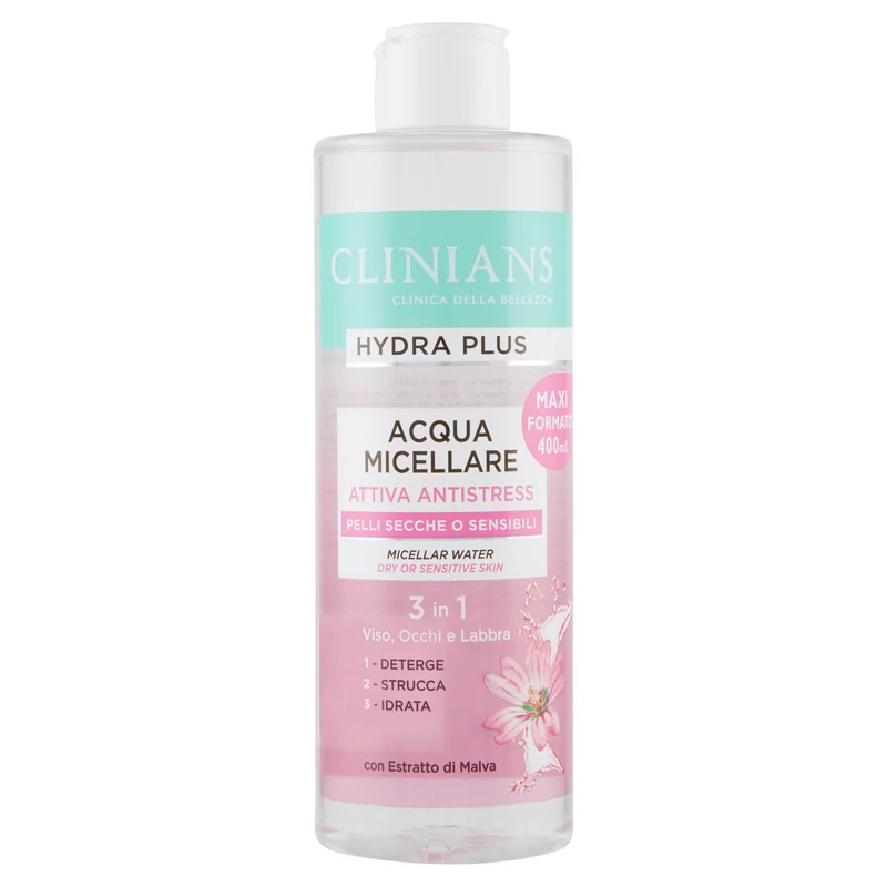 Clinians Hydra Plus Acqua Micellare Attiva Antistress Pelli Secche o Sensibili 400 mL