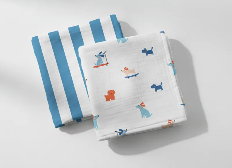 Mulltücher 2-er Set aus Baumwolle WOOF GANG