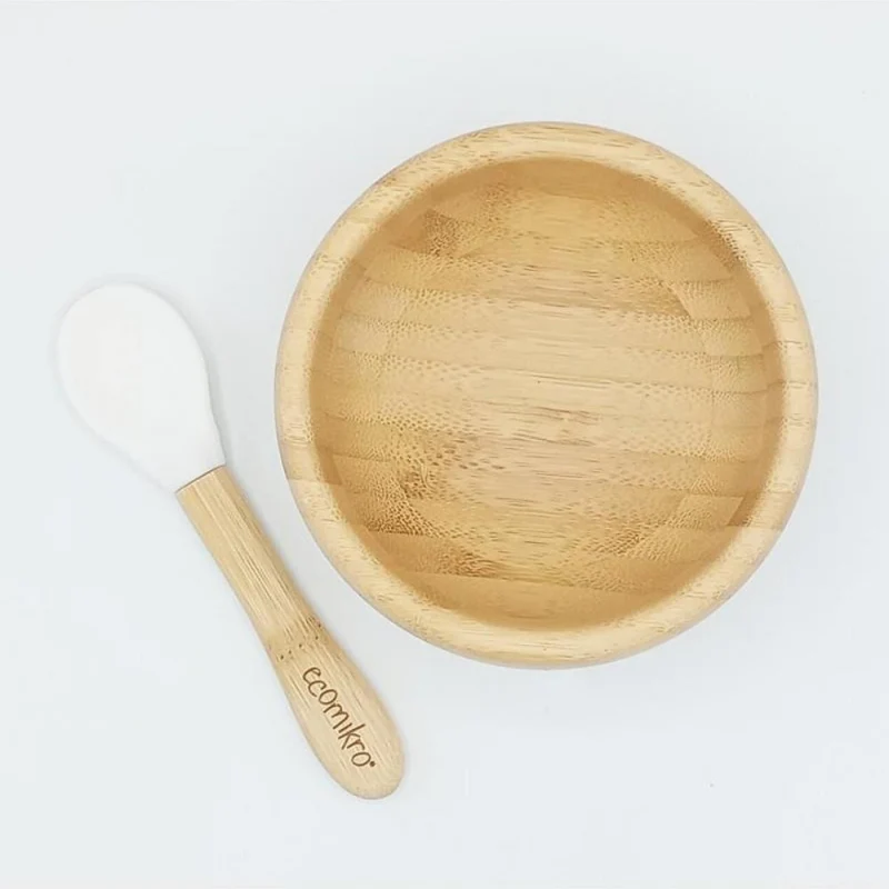 SET PAPPA IN BAMBOO CON VENTOSA PER NEONATI E BAMBINI - BIANCO