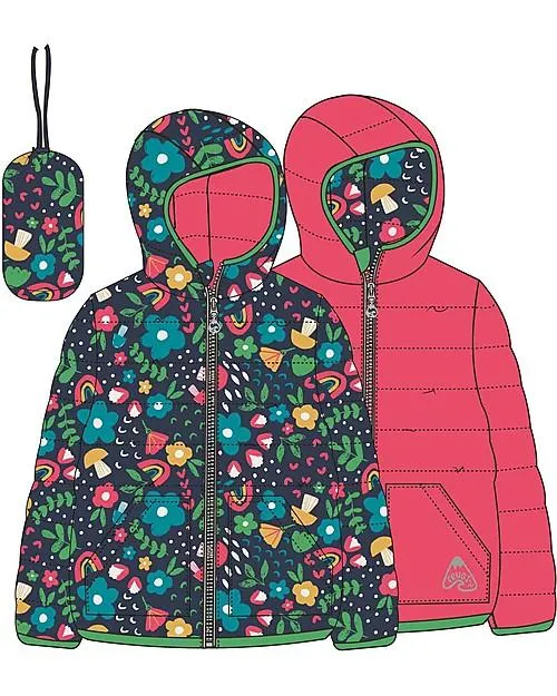 PIUMINO GIACCA A VENTO REVERSIBILE - BLOOMING BRIGHT -FRUGI 12-24 mesi