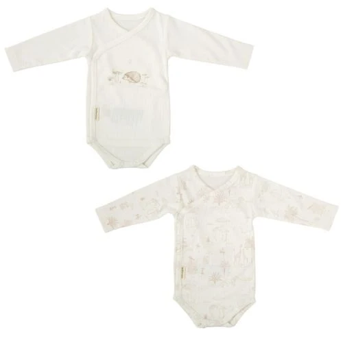 SET 2 BODY NEONATO INCROCIO FRONTALE IN COTONE MANICA LUNGA NOE 0/1 MESE