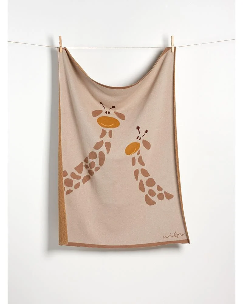 COPERTINA LETTINO NEONATO COTONE GOTS - GIRAFFE