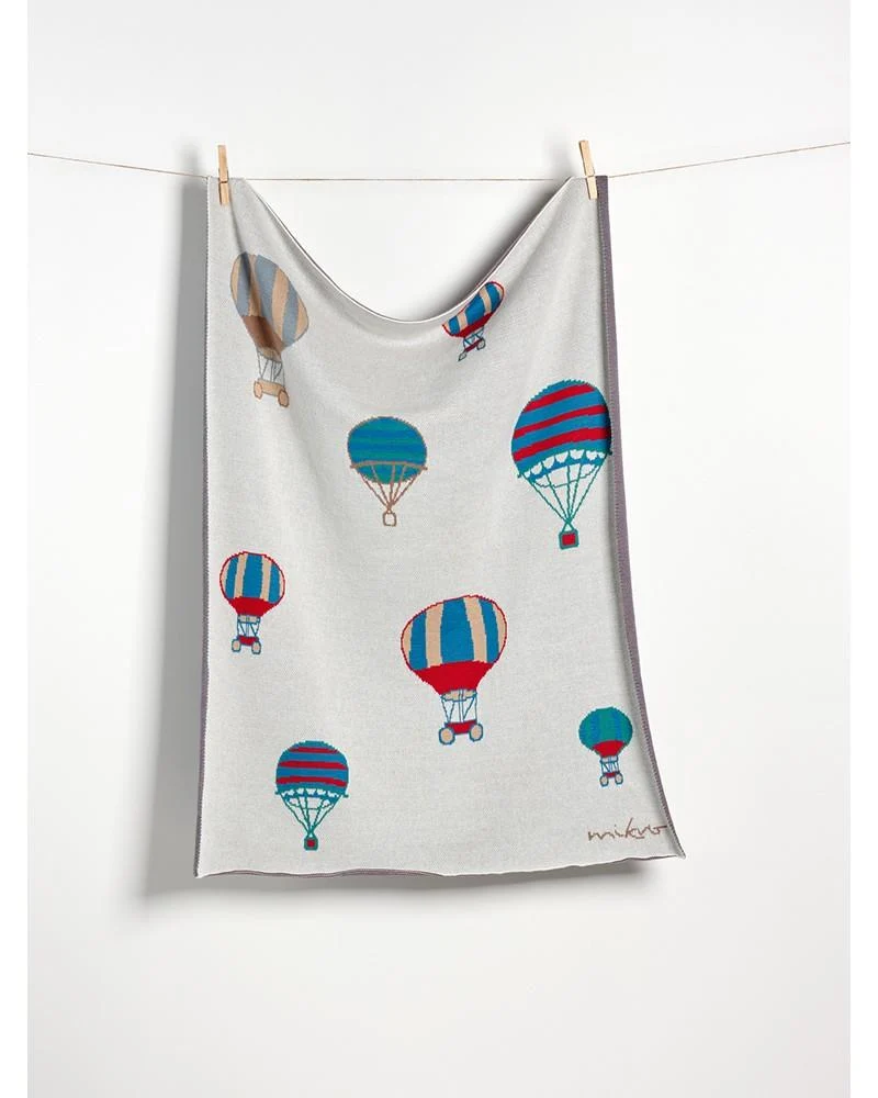 COPERTINA LETTINO NEONATO COTONE GOTS - MONGOLFIERE