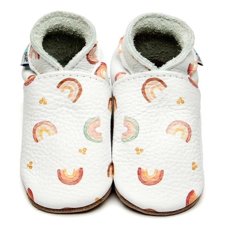 BABBUCE IN PELLE NATURALE - RAIMBOW LOVE INCH BLUE