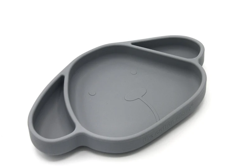 Kinderteller mit Saugfuß aus Silikon Milo Storm Grey