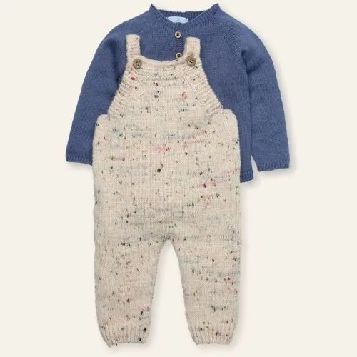 COMPLETO NEONATO CON SALOPETTE MISTO LANA