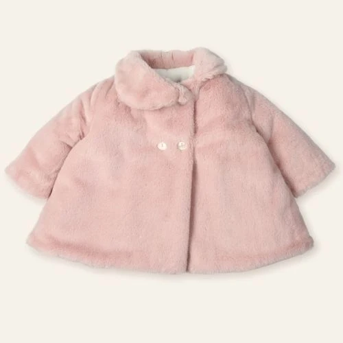 CAPPOTTINO NEONATA IN ECO PELLICCIA ROSA