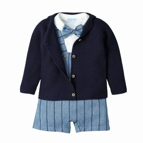 COMPLETO ELEGANTE NEONATO CON SALOPETTE - TWEED DREAM