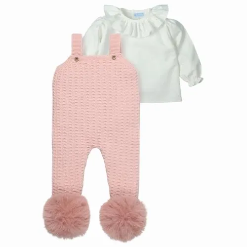 COMPLETO NEONATO CON SALOPETTE MISTO LANA - VINTAGE