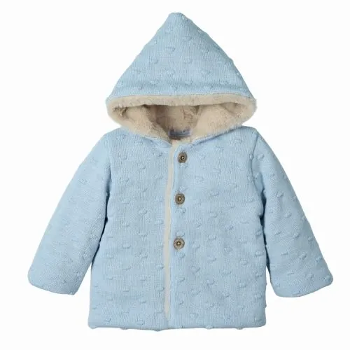 CAPPOTTINO NEONATO MISTO LANA CON PELLICCIA INTERNA - AZZURRO