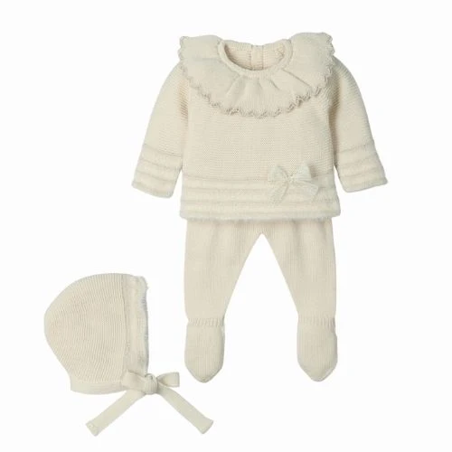 Completo nascita neonato in misto lana Ribbon