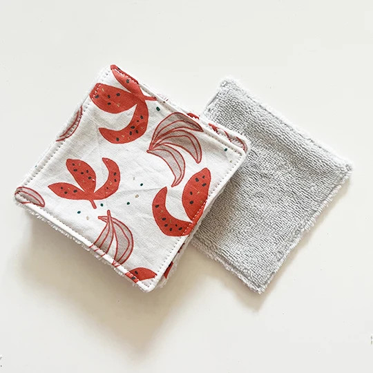 Maison Alice - 5 salviette struccanti lavabili o salviette lavabili foglie rosse
