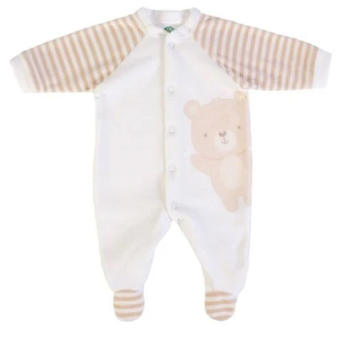 TUTINA NEONATO IN CINIGLIA - BIANCO BEIGE - ORSETTO
