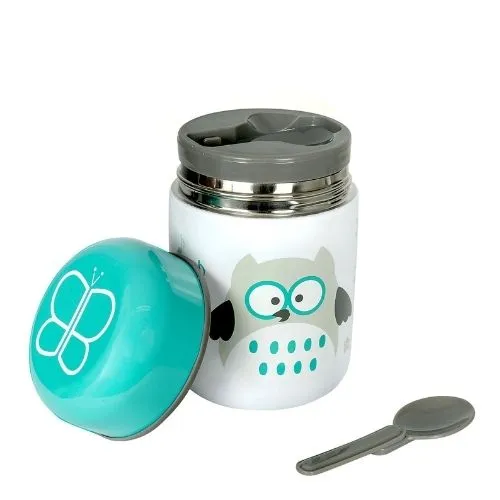 THERMOS PORTA CIBO IN ACCIAIO INOSSIDABILE CON CUCCHIAIO - 300 ML - AZZURRO