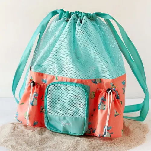 BORSA DA SPIAGGIA A RETE PER BAMBINI - ARANCIO VERDE