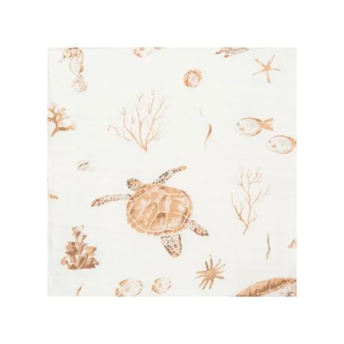 COPERTINA NEONATO IN MUSSOLA DI BAMBOO 120X120 CM - OCEAN
