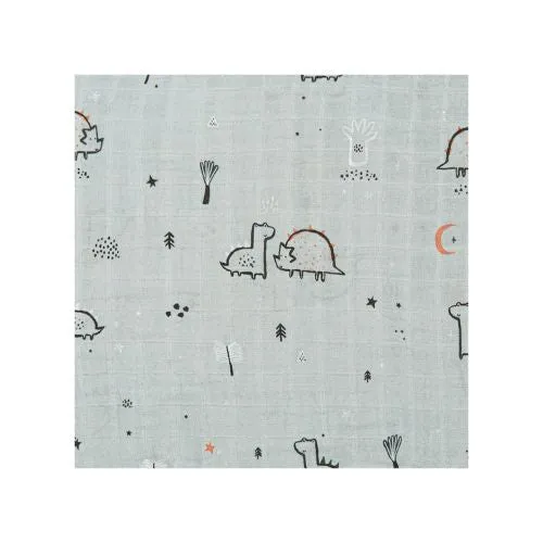 COPERTINA NEONATO IN MUSSOLA DI BAMBOO 120X120 CM - JURASSIC