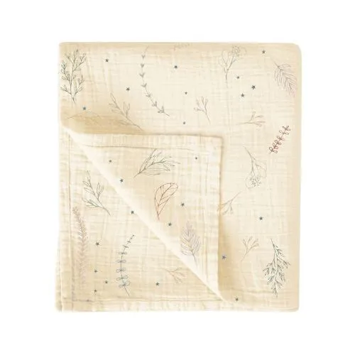 COPERTINA NEONATO IN MUSSOLA DI BAMBOO 120X120 CM - BOTANICAL
