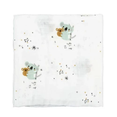 COPERTINA NEONATO IN MUSSOLA DI BAMBOO 120X120 CM - KOALA