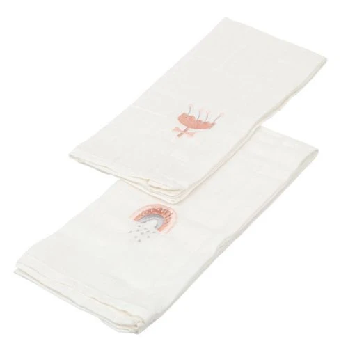 QUADRATO NEONATO IN COTONE RICAMATO - SET 2 PEZZI