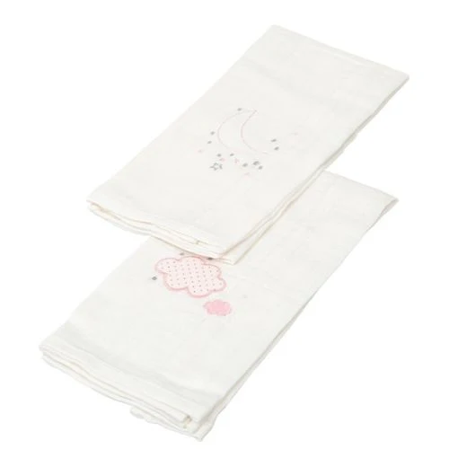 QUADRATO NEONATO IN COTONE RICAMATO - SET 2 PEZZI