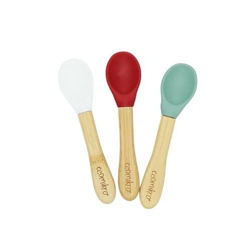 CUCCHIAINI IN BAMBOO E SILICONE - SVEZZAMENTO
