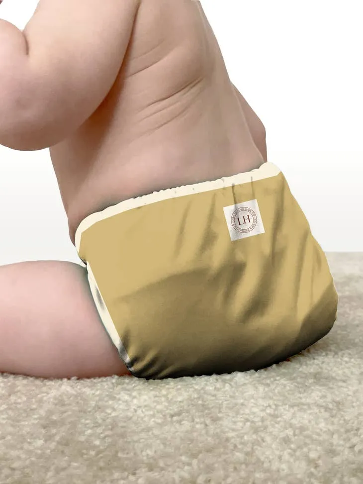Lighthouse kids - cover pannolino con bottone ai2 e inserto in bamboo giallo ocra