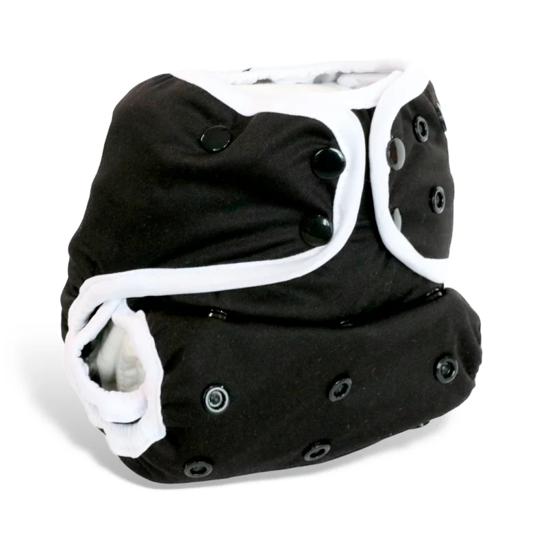 Lighthouse kids - cover pannolino con bottone ai2 7/25 kg e inserto in bamboo nero