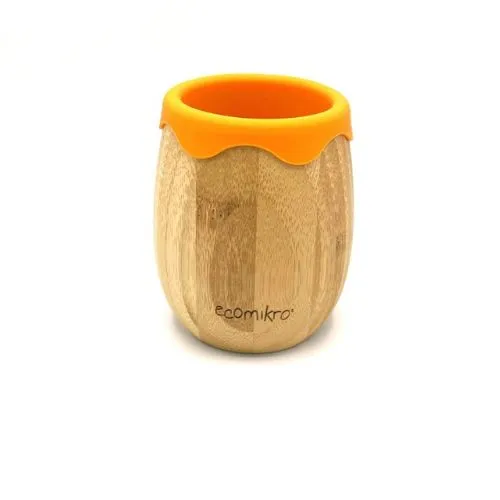 BICCHIERE IN BAMBU` BAMBINI - SVEZZAMENTO - ECOMIKRO - ARANCIO