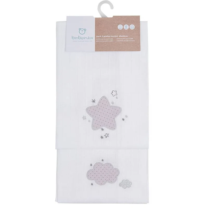 QUADRATO NEONATO IN COTONE RICAMATO - SET 2 PEZZI