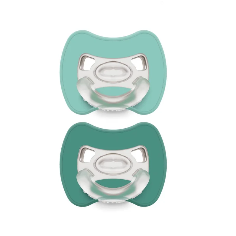 CIUCCIO SUPER LEGGERO IN SILICONE MEDICALE - GLEE DOTS GREEN - BIPACK - 00-2 MESI