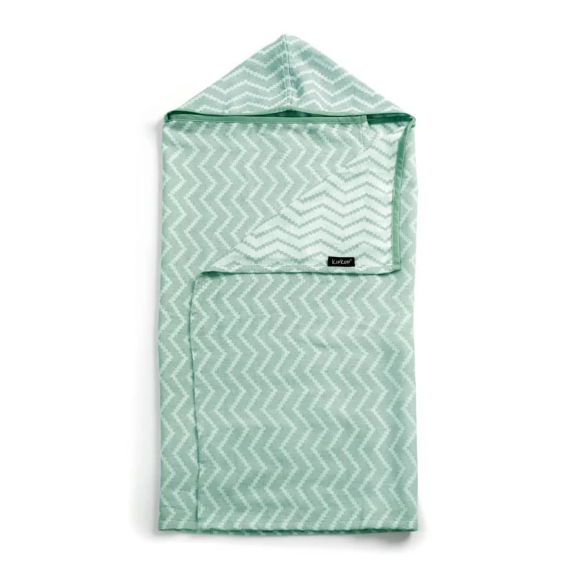 ACCAPPATOIO NEONATO IN MUSSOLA CON CAPPUCCIO - ZIG ZAG VERDE