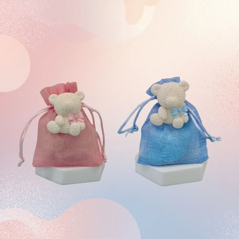 SACCHETTINO CONFETTI SEGNAPOSTO BOMBONIERA NASCITA BATTESIMO - ORSETTO TEDDY