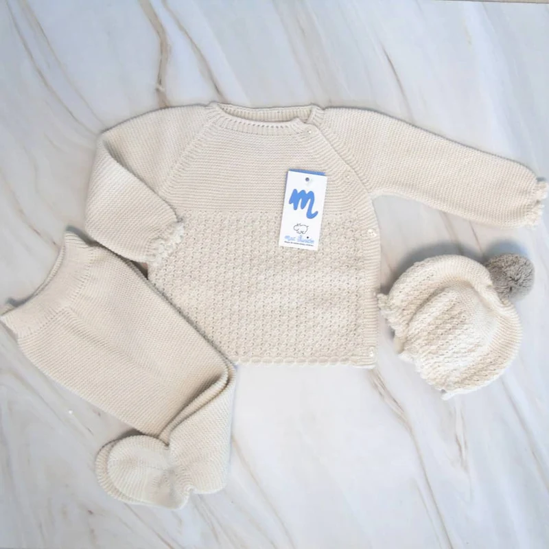 COMPLETO NASCITA NEONATO IN MISTO LANA - NEVE