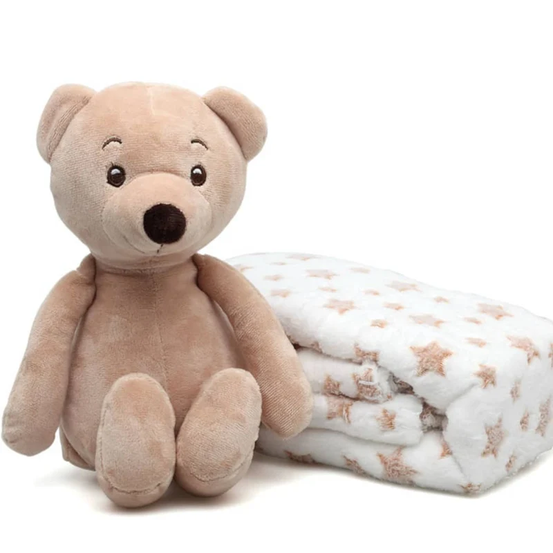 SET REGALO NEONATO PELUCHE + COPERTINA TORTORA