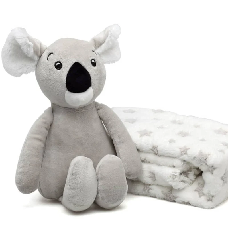 SET REGALO NEONATO PELUCHE + COPERTINA GRIGIO