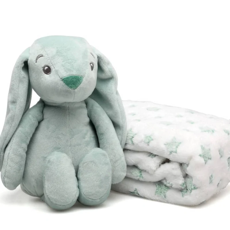 SET REGALO NEONATO PELUCHE + COPERTINA VERDE