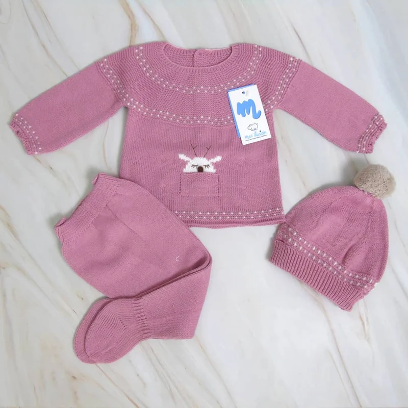 COMPLETO NASCITA NEONATO IN MISTO LANA - RENNA