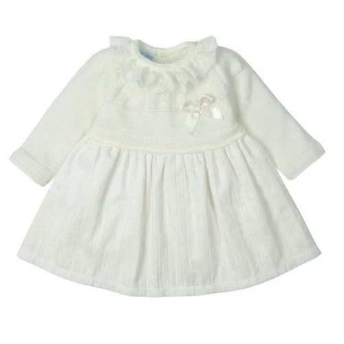 VESTITO BATTESIMO BIANCO MISTO LANA E COTONE