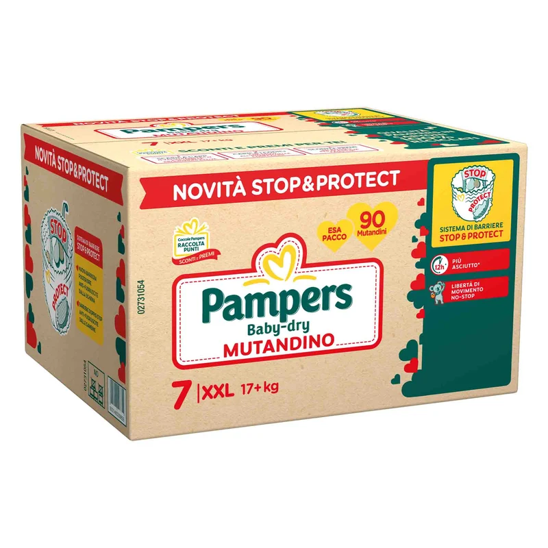 Pampers Mutandine Baby-Dry Taglia 7 (+17 kg) Esapacco 90 pezzi