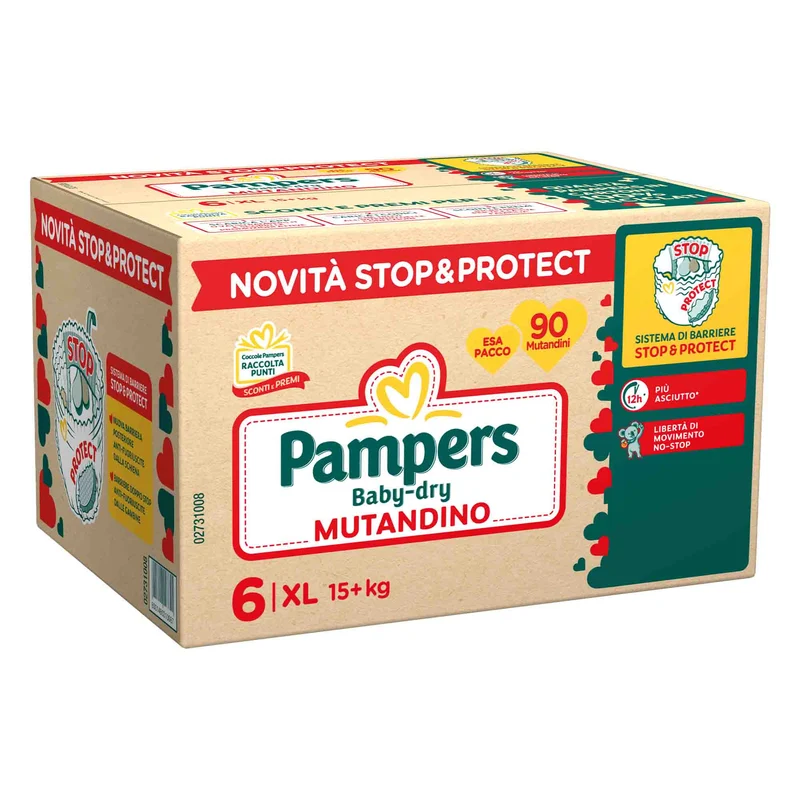 Pampers Mutandine Baby-Dry Taglia 6 (+15 kg) Esapacco 90 pezzi