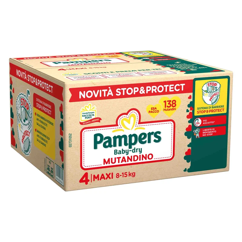 Pampers Mutandine Baby-Dry Taglia 4 (8-15 kg) Esapacco 138 pezzi