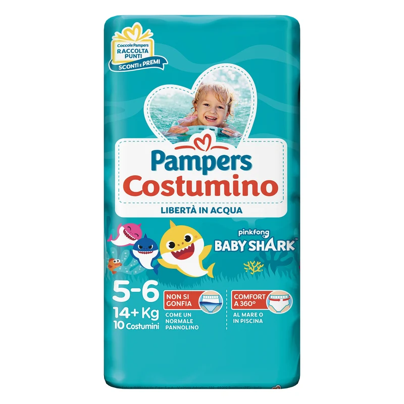 Pampers Pannolini Costumino Taglia 5-6 (+14 kg) 10 pezzi