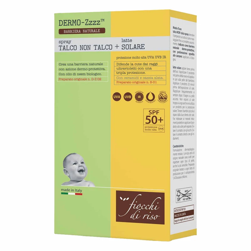 Fiocchi di Riso Spray Talco non Talco Dermo-Zzzz 100 ml + Latte Solare SPF 50+ 140 ml