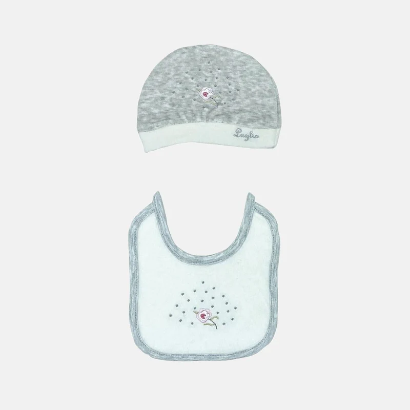 Bavetta più Cappello in Ciniglia con ricamo, Luglio