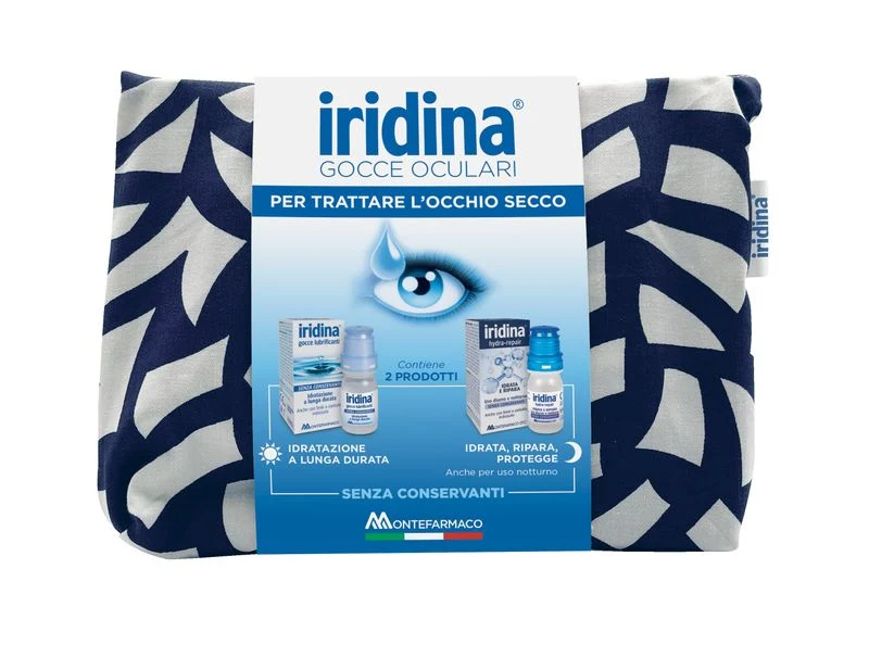 Iridina Gocce Oculari Lubrificanti 10ml + Hydra Repair 10ml + Pochette