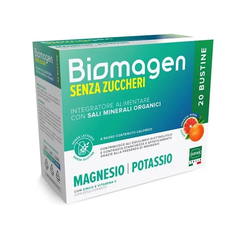 Biomagen Sali Minerali Magnesio Potassio Senza Zuccheri 20 Bustine