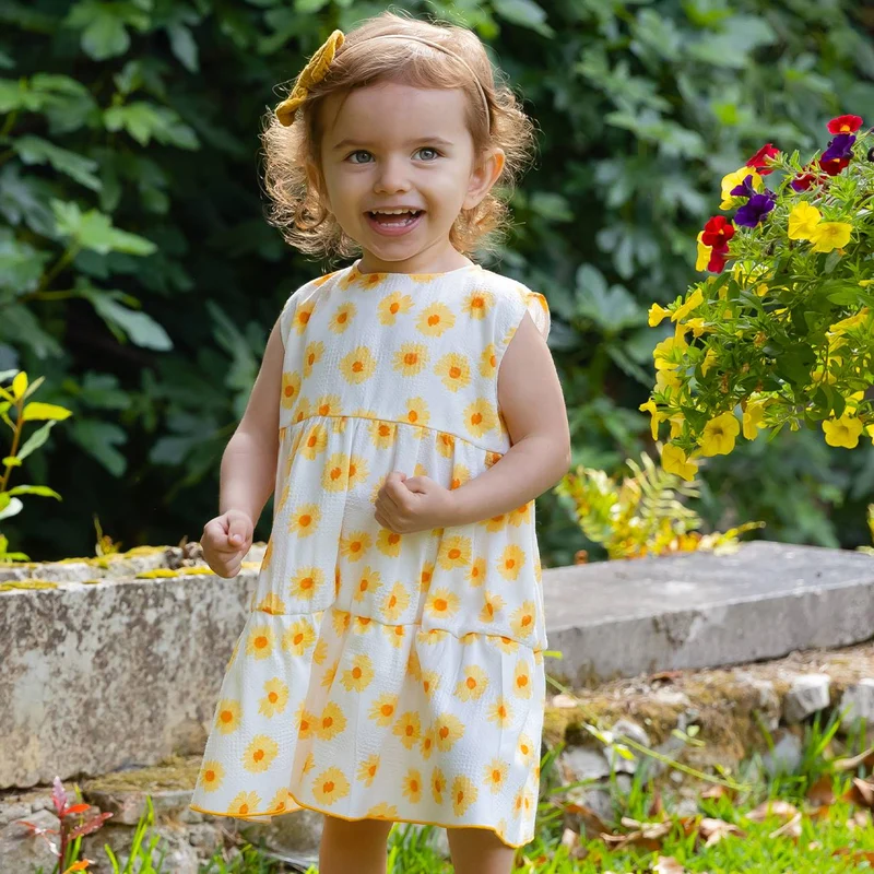 VESTITO NEONATA BAMBINA GIRO MANICA COTONE - SUNFLOWERS