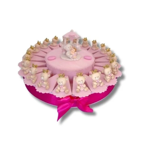 TORTA BOMBONIERA NASCITA BATTESIMO PRINCIPE ORSETTO