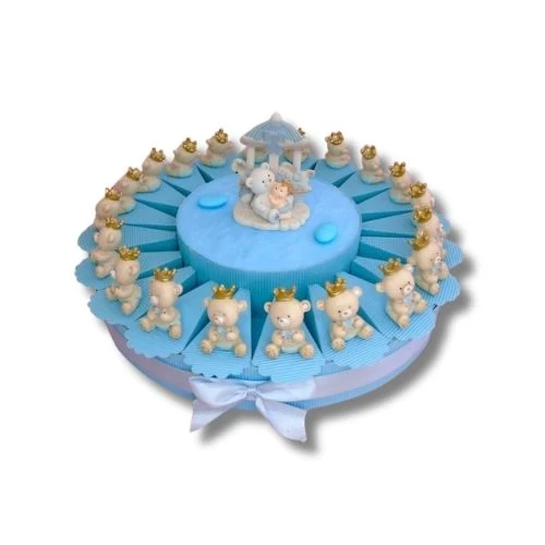 TORTA BOMBONIERA NASCITA BATTESIMO PRINCIPE ORSETTO